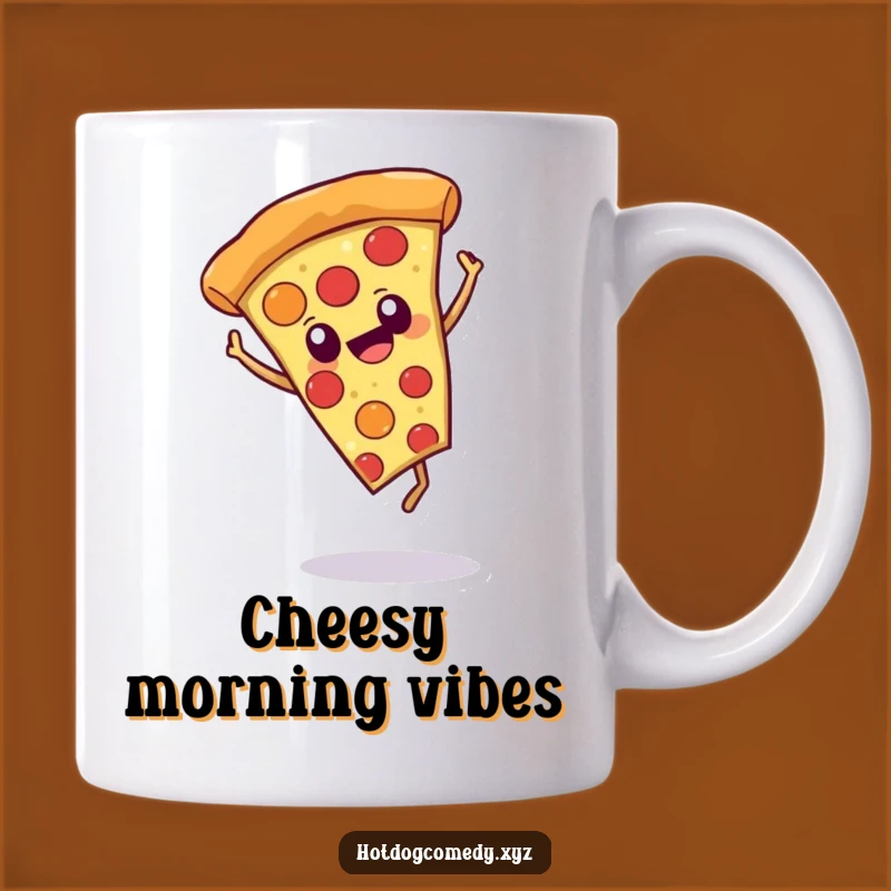 Funny Pizza Cartwheel Mug - Cheerful Foodie Coffee Cup Gift