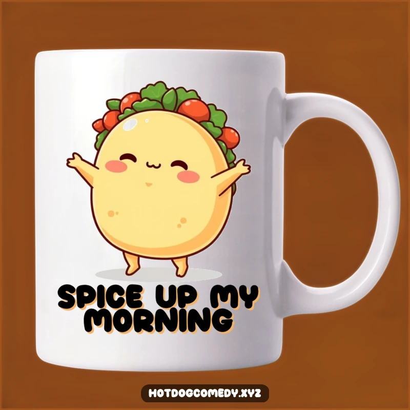 Funny Taco Jig Mug: A Delighted Blushing Taco Character Makes a Perfect Funny Gift