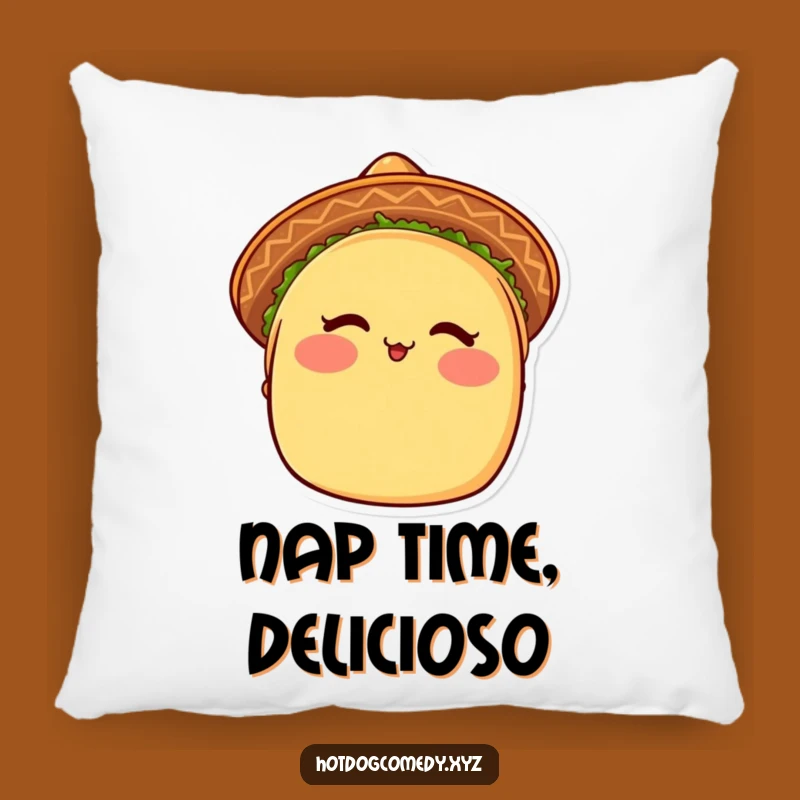 Funny Taco Pillow: Soft Blushing Winking Taco Cushion, Ideal Funny Mexican Decor Accent