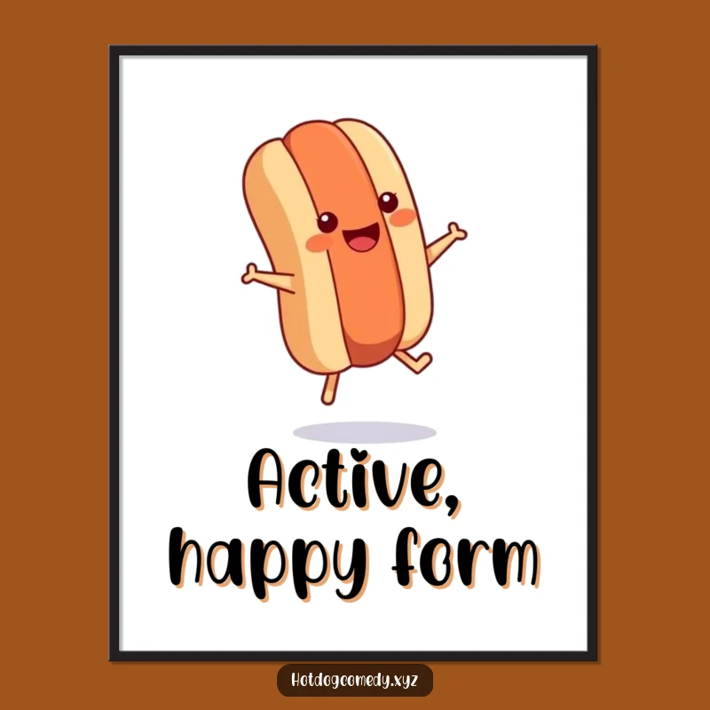 Funny Hot Dog Jumping Digital Art - Instant Energetic Decor
