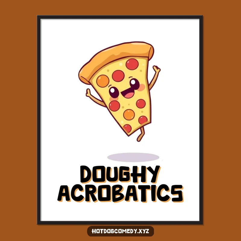 Funny Pizza Cartwheel Poster - Cheerful Wall Art for Fun