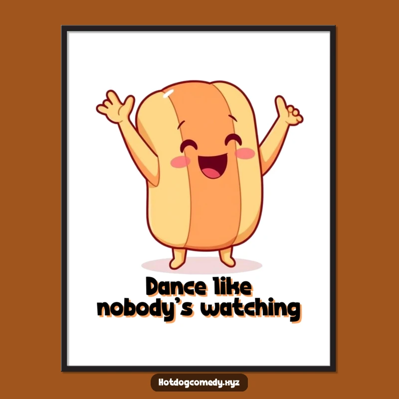 Funny Dancing Hot Dog Wall Art - Vibrant Wiener Dancer Poster for Joyful Decor