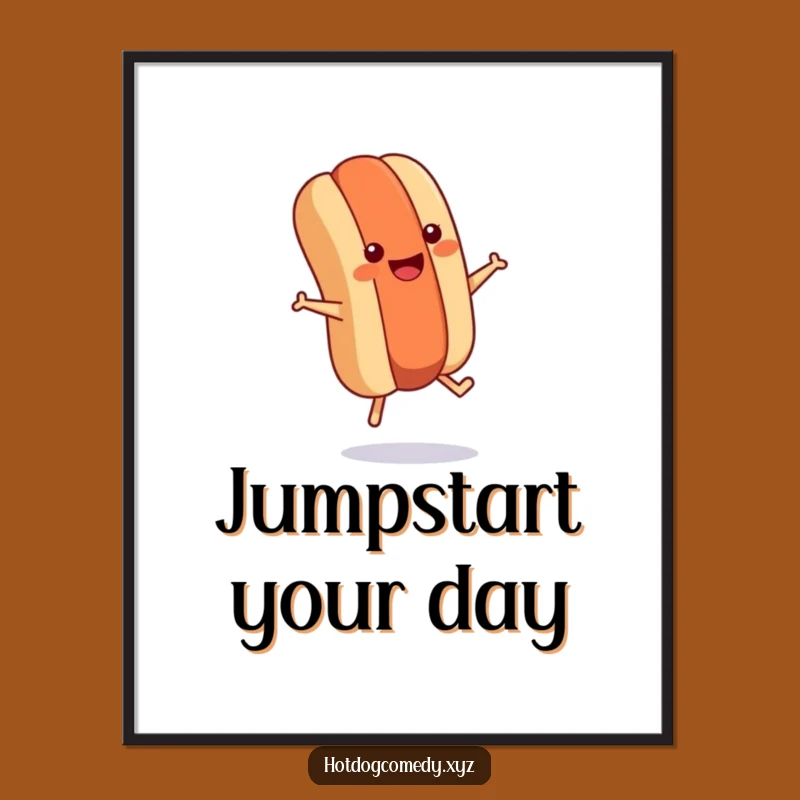Funny Hot Dog Jumping Rope Poster - Energetic Wall Art