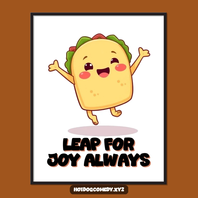 Funny Leaping Taco Wall Art - Vibrant Mexican Food Poster for Joyful Decor