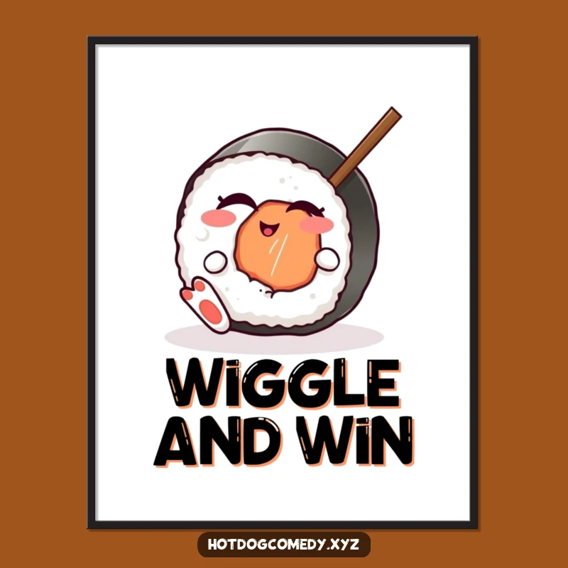 Funny Winking Sushi Wall Art - Playful Japanese Food Poster for Chic Decor