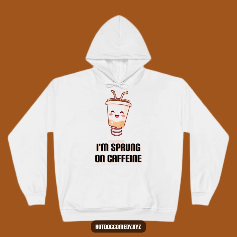 Funny Coffee Bounce Hoodie - Cozy Drink Character Sweatshirt for Warm Energy