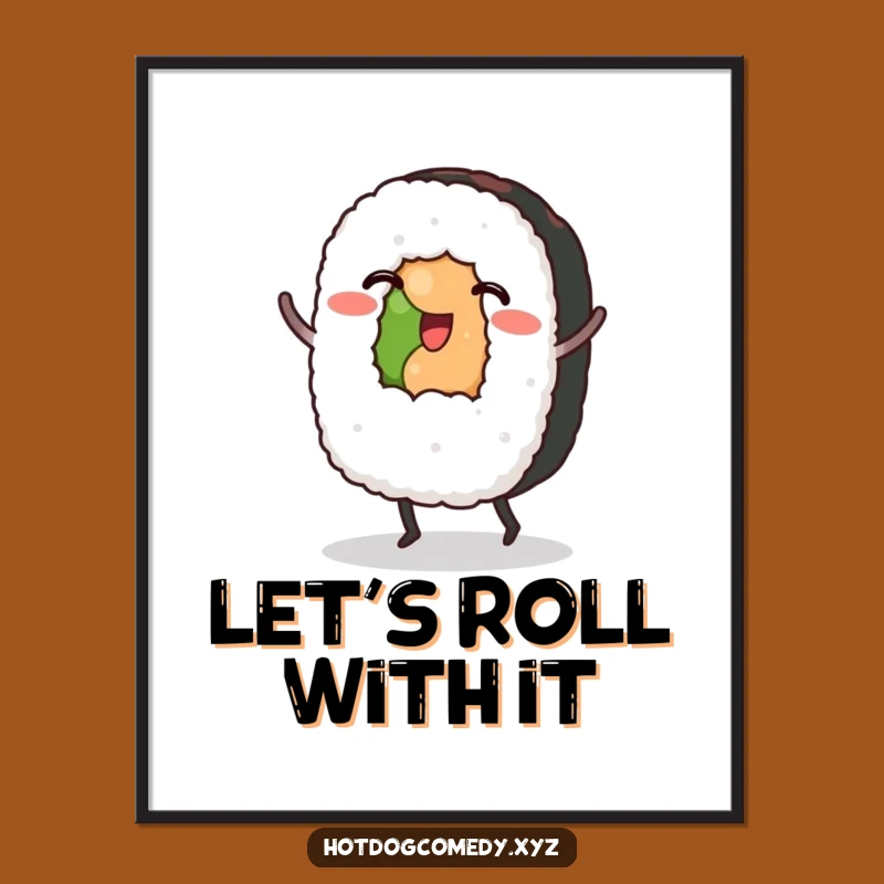 Funny Free Printable Wall Art: Dancing Sushi Roll Jig for Whimsical Decor