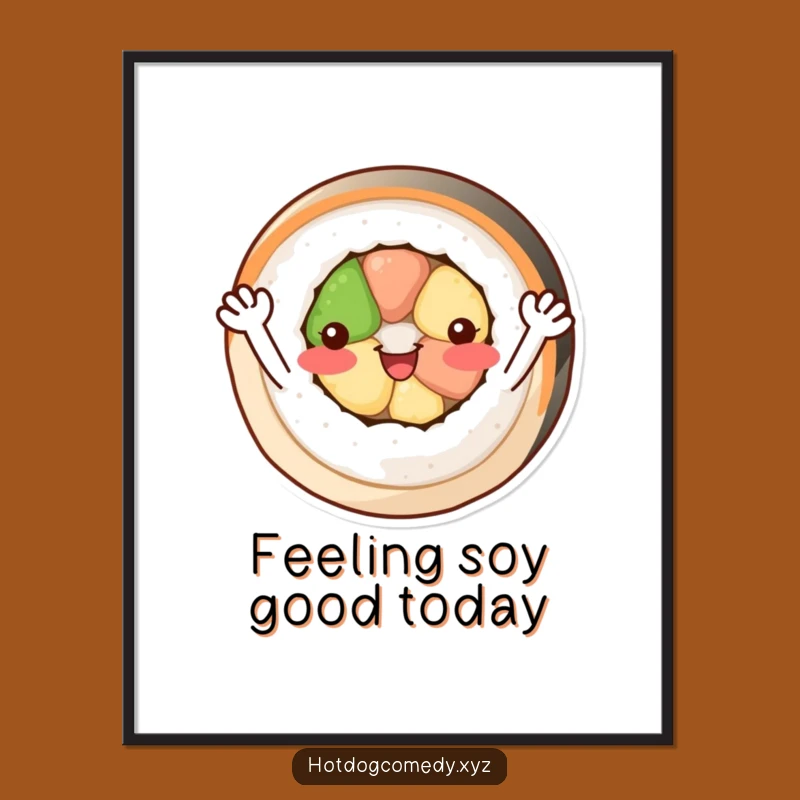 Funny Free Printable Wall Art: Happy Sushi Roll, Downloadable Decor!