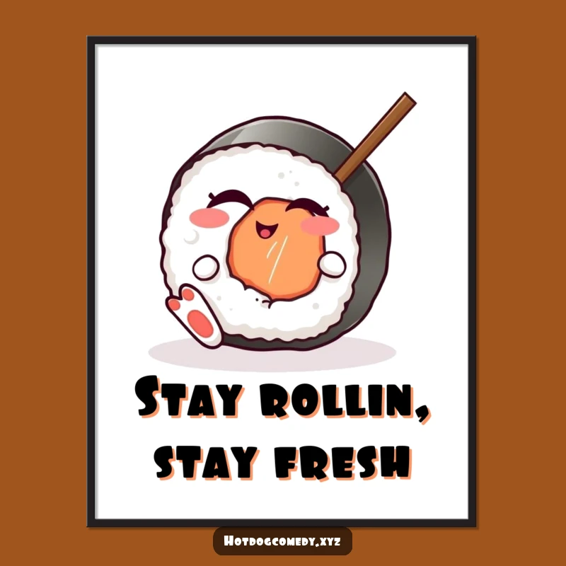 Free Printable Winking Sushi Wall Art - Quirky Downloadable Poster for Kitchen Decor