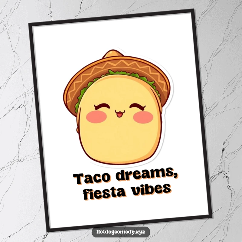 Funny Free Printable Wall Art: A winking taco wearing a tiny sombrero, adding a spicy, humorous touch to your decor.