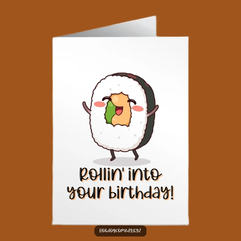 Free Printable Birthday Card: Dancing Sushi Roll Jig for a Fun Celebration