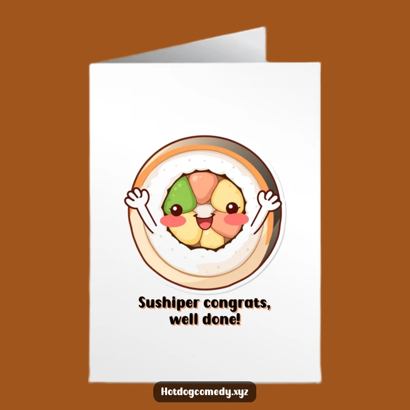 Free Printable Congrats Card: Happy Sushi Roll, Joyful Downloadable!
