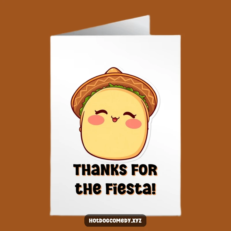 Free Printable Thank You Card: Blushing Taco Expresses Gratitude with Sombrero Style