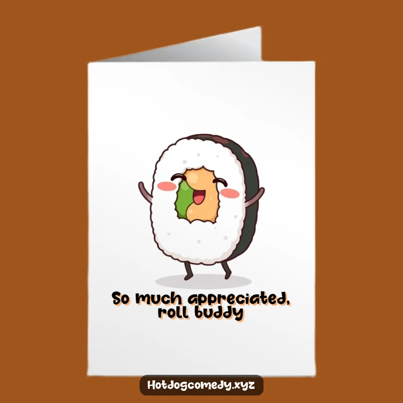 Free Printable Thank You Card: Dancing Sushi Rolls Express Gratitude with Flair