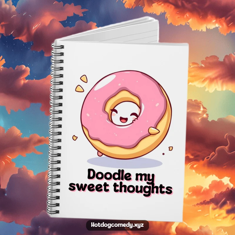 Funny Notebook: A bubbly, giggling donut character rolls across the cover, inspiring sweet thoughts and playful notes.