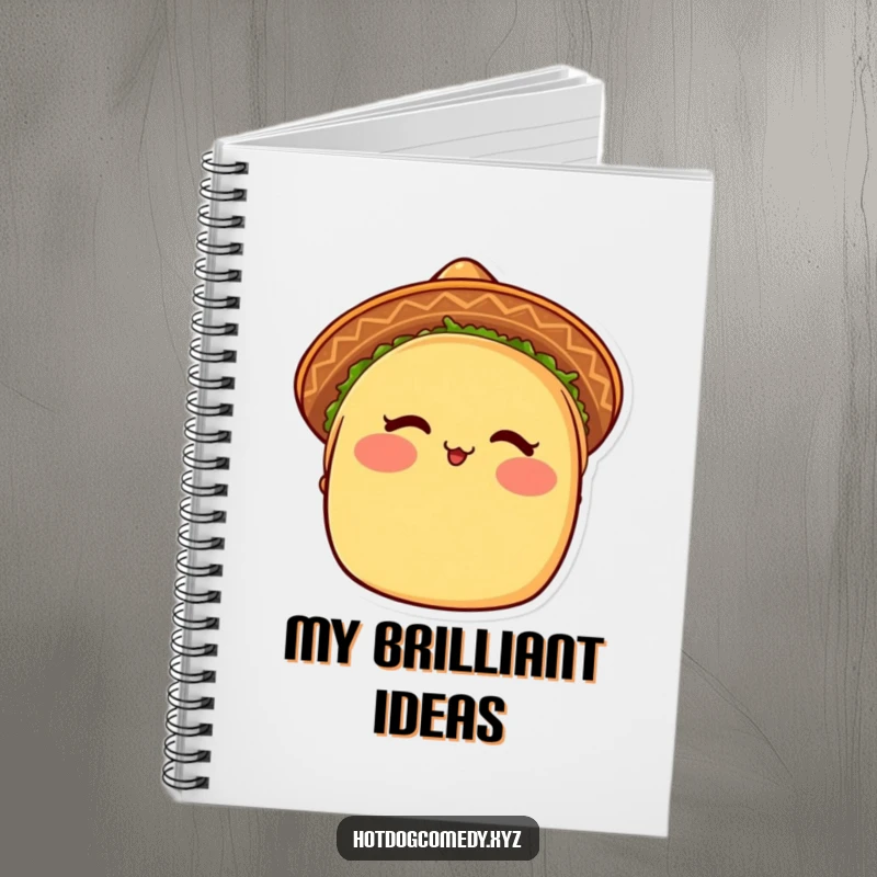 Funny Taco Notebook: A blushing taco wearing a sombrero winks, inspiring creative writing and fun notes.