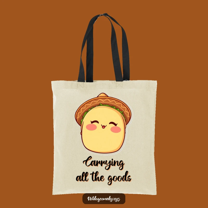 Funny Taco Tote Bag: Chic Winking Sombrero Taco Print, Perfect Funny Mexican Shopping Bag