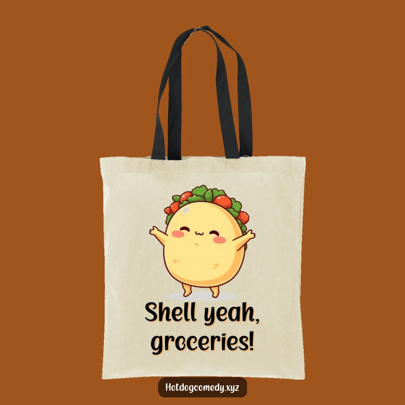 Funny Taco Tote: A Cheerful Blushing Taco Character's Jig for Your Go-To Funny Gift